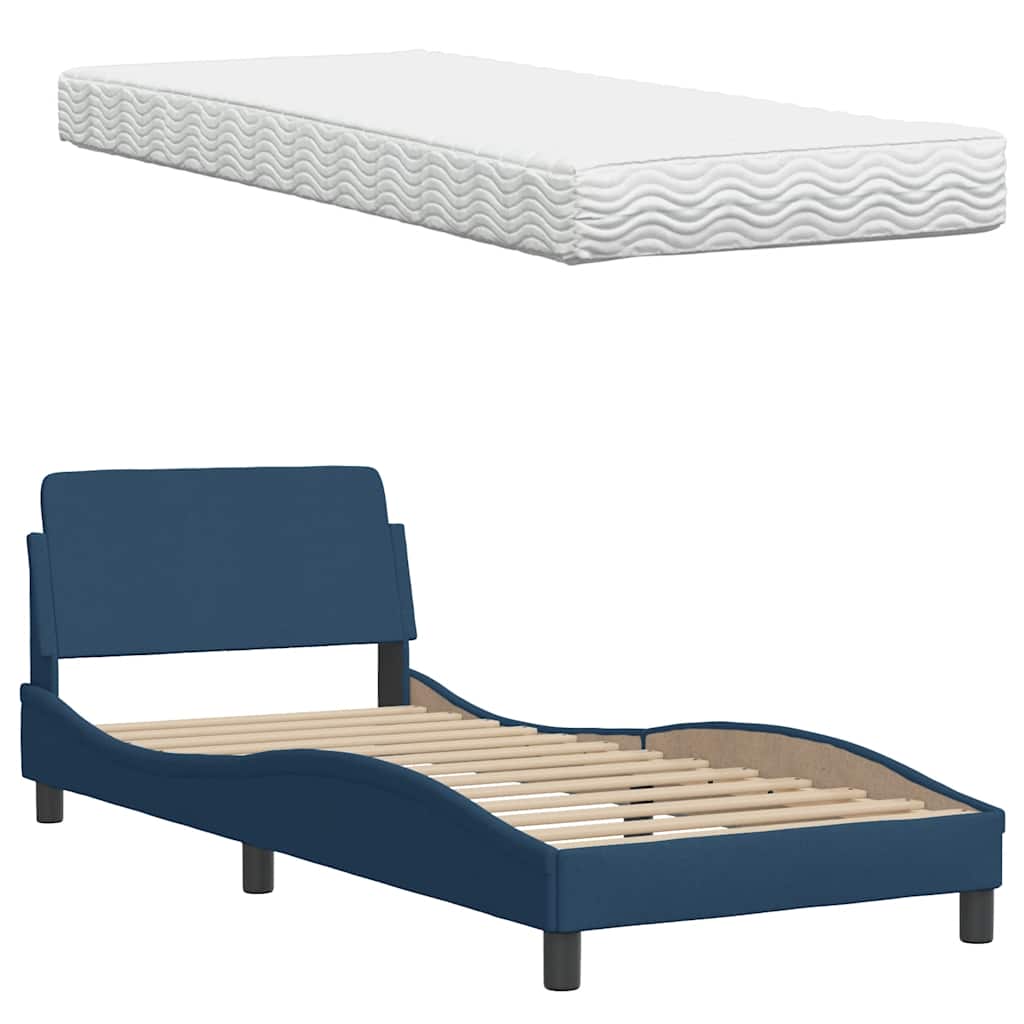 Letto con Materasso Blu 90x200 cm in Tessuto | homemem39