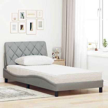 Letto con Materasso Grigio Chiaro 100x200 cm in Tessuto - homemem39