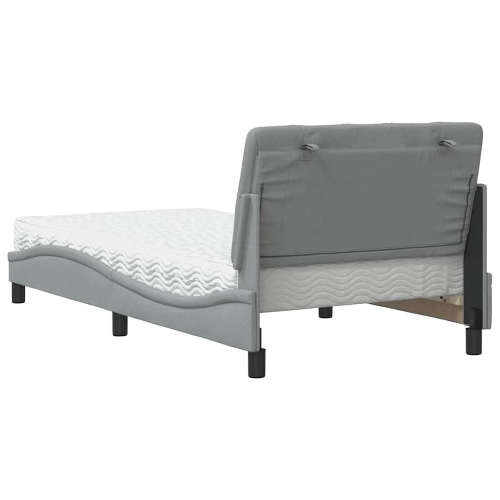 Letto con Materasso Grigio Chiaro 100x200 cm in Tessuto - homemem39