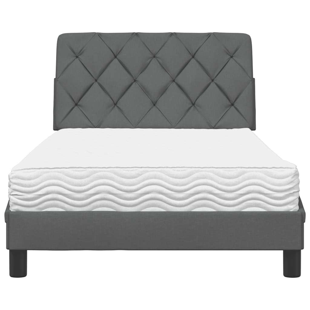 Letto con Materasso Grigio Scuro 100x200 cm in Tessuto - homemem39