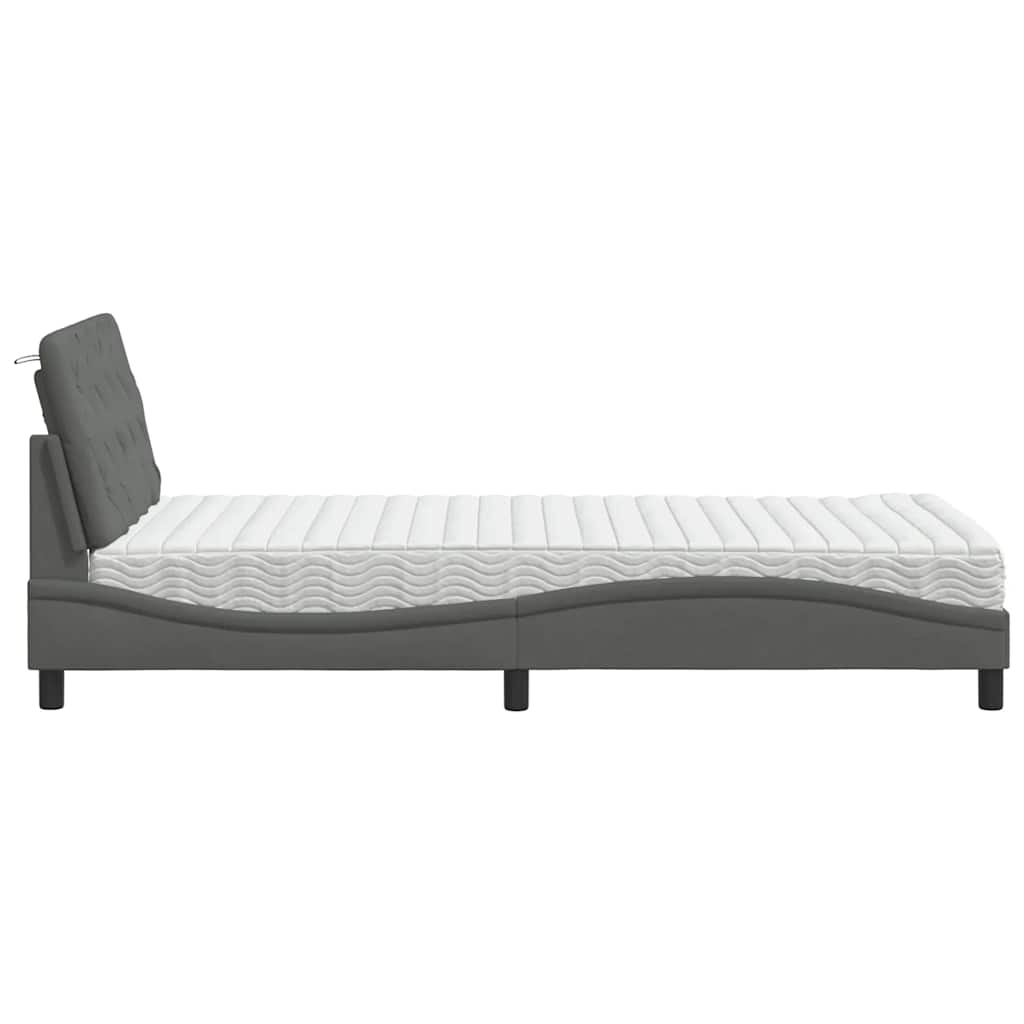 Letto con Materasso Grigio Scuro 100x200 cm in Tessuto - homemem39