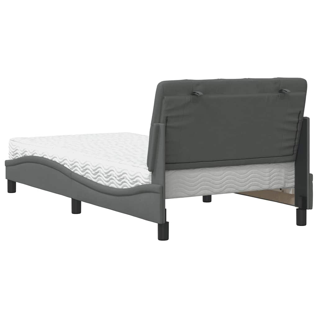 Letto con Materasso Grigio Scuro 100x200 cm in Tessuto - homemem39