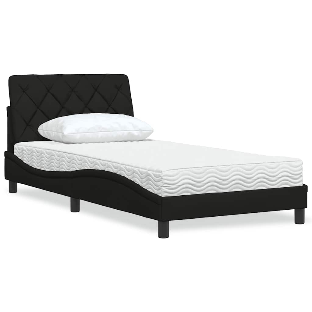 Letto con Materasso Nero 100x200 cm in Tessuto - homemem39