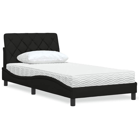 Letto con Materasso Nero 100x200 cm in Tessuto - homemem39