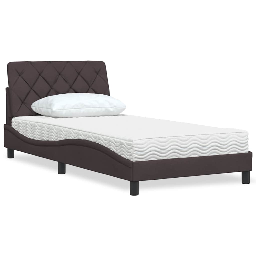 Letto con Materasso Marrone Scuro 100x200 cm in Tessuto - homemem39