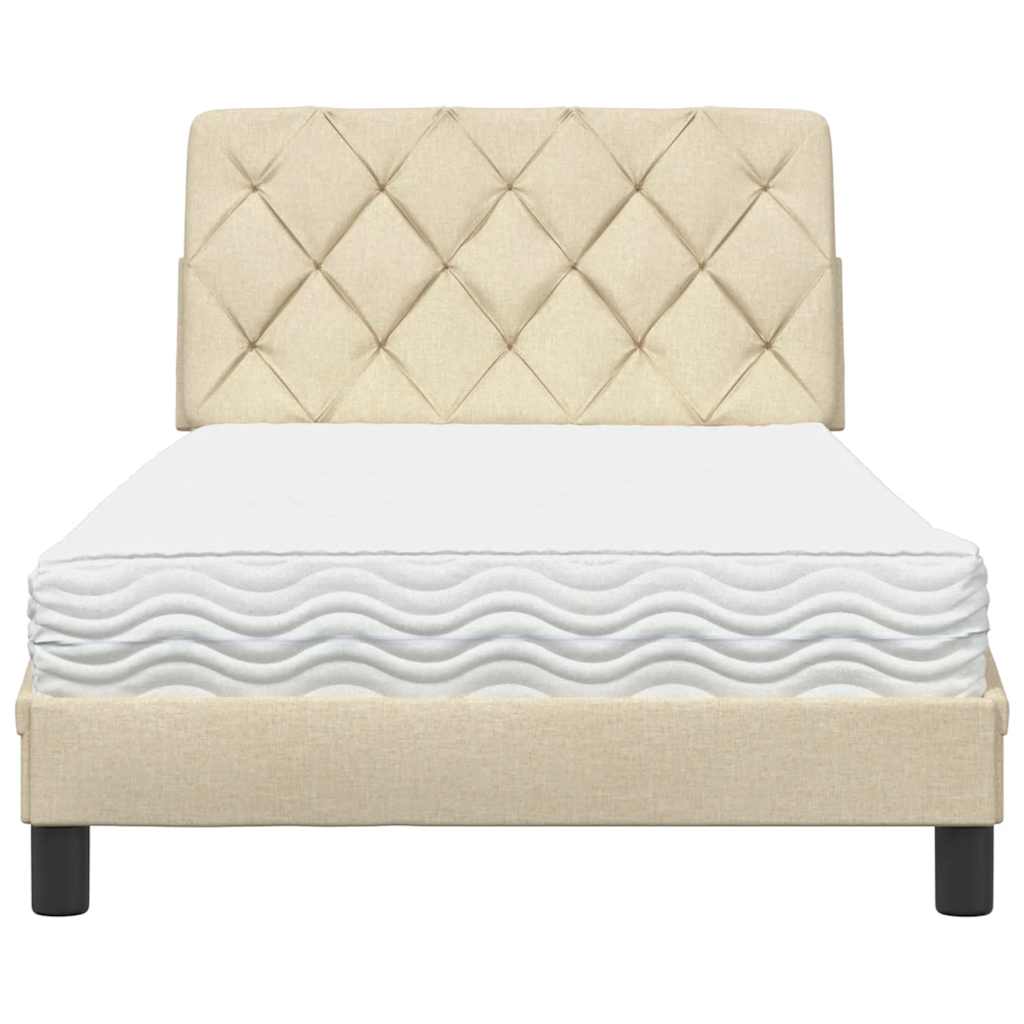 Letto con Materasso Crema 100x200 cm in Tessuto | homemem39