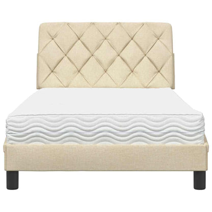 Letto con Materasso Crema 100x200 cm in Tessuto | homemem39