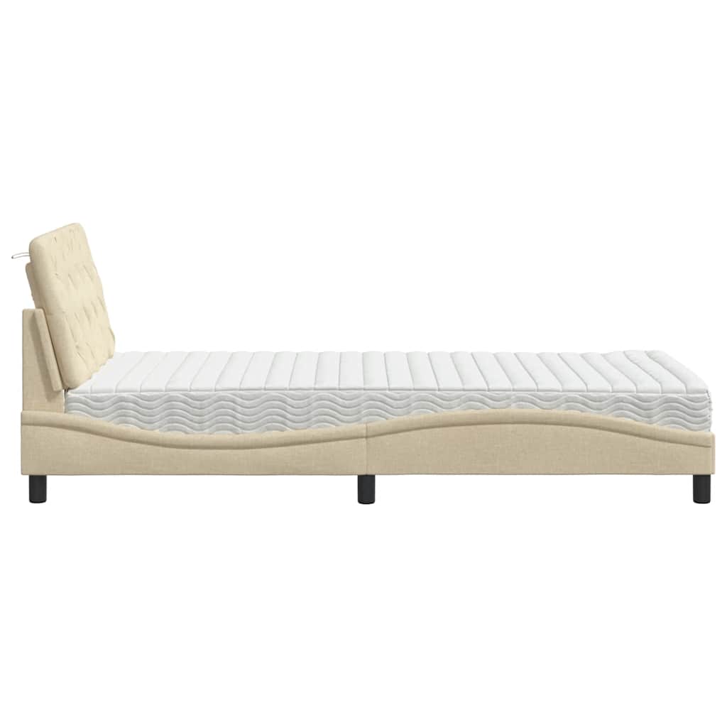Letto con Materasso Crema 100x200 cm in Tessuto | homemem39