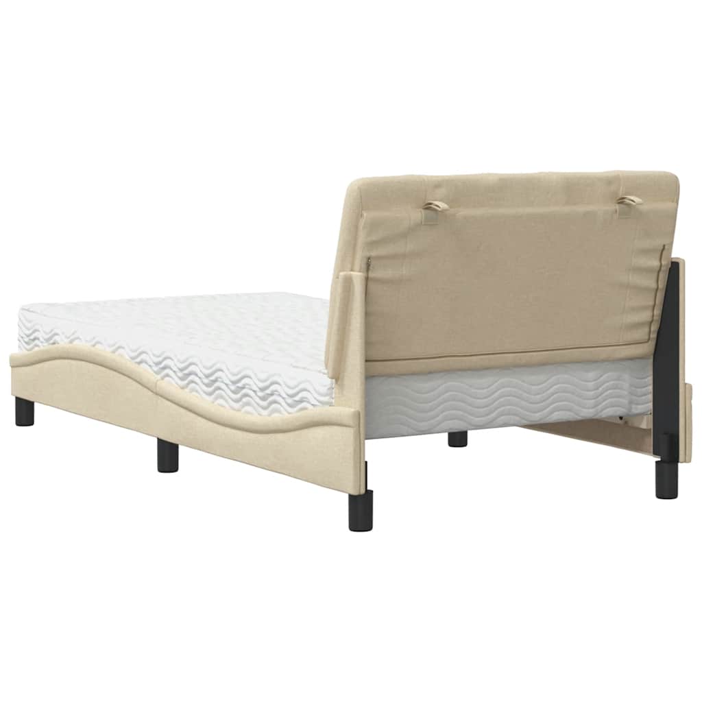 Letto con Materasso Crema 100x200 cm in Tessuto | homemem39