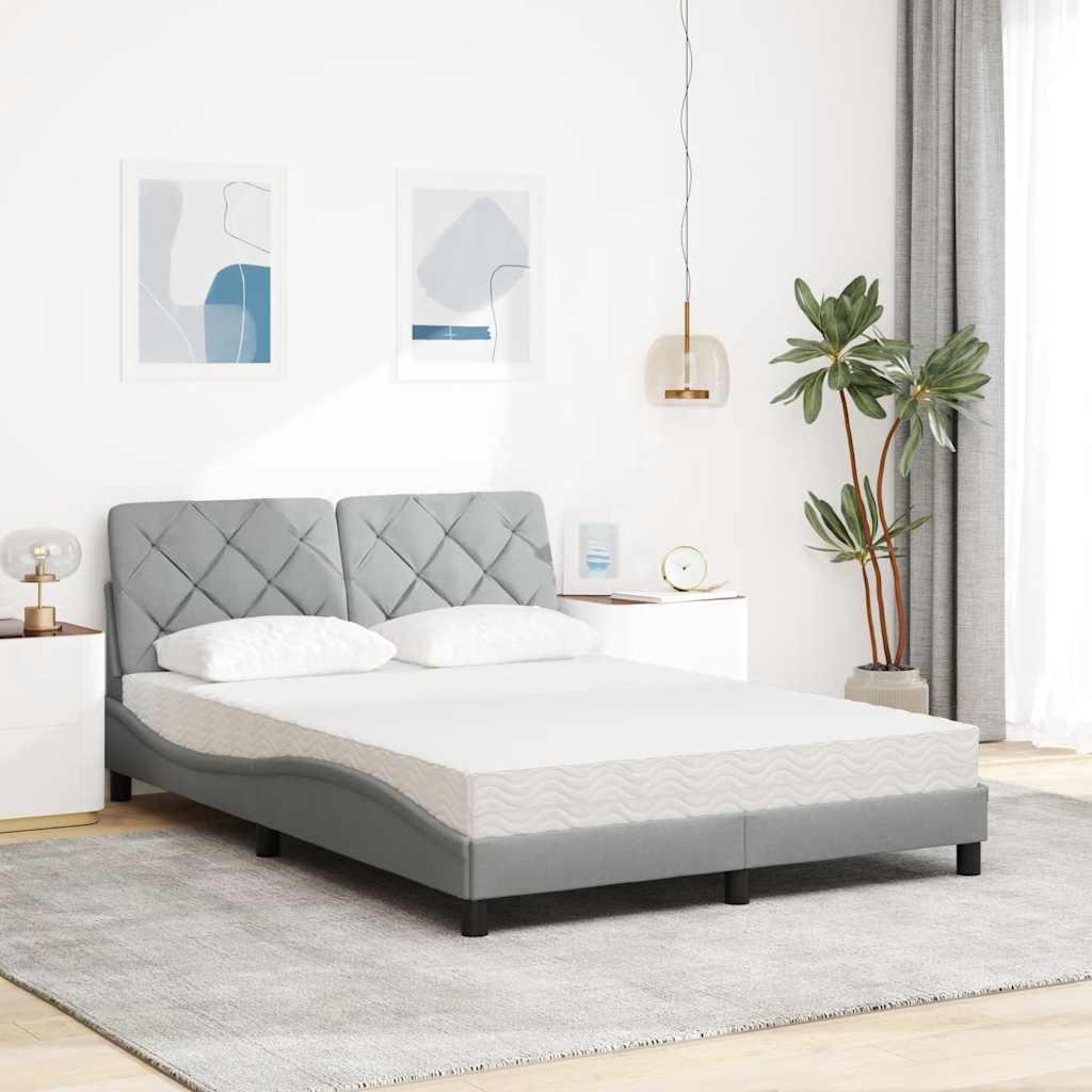 Letto con Materasso Grigio Chiaro 120x200cm Tessuto