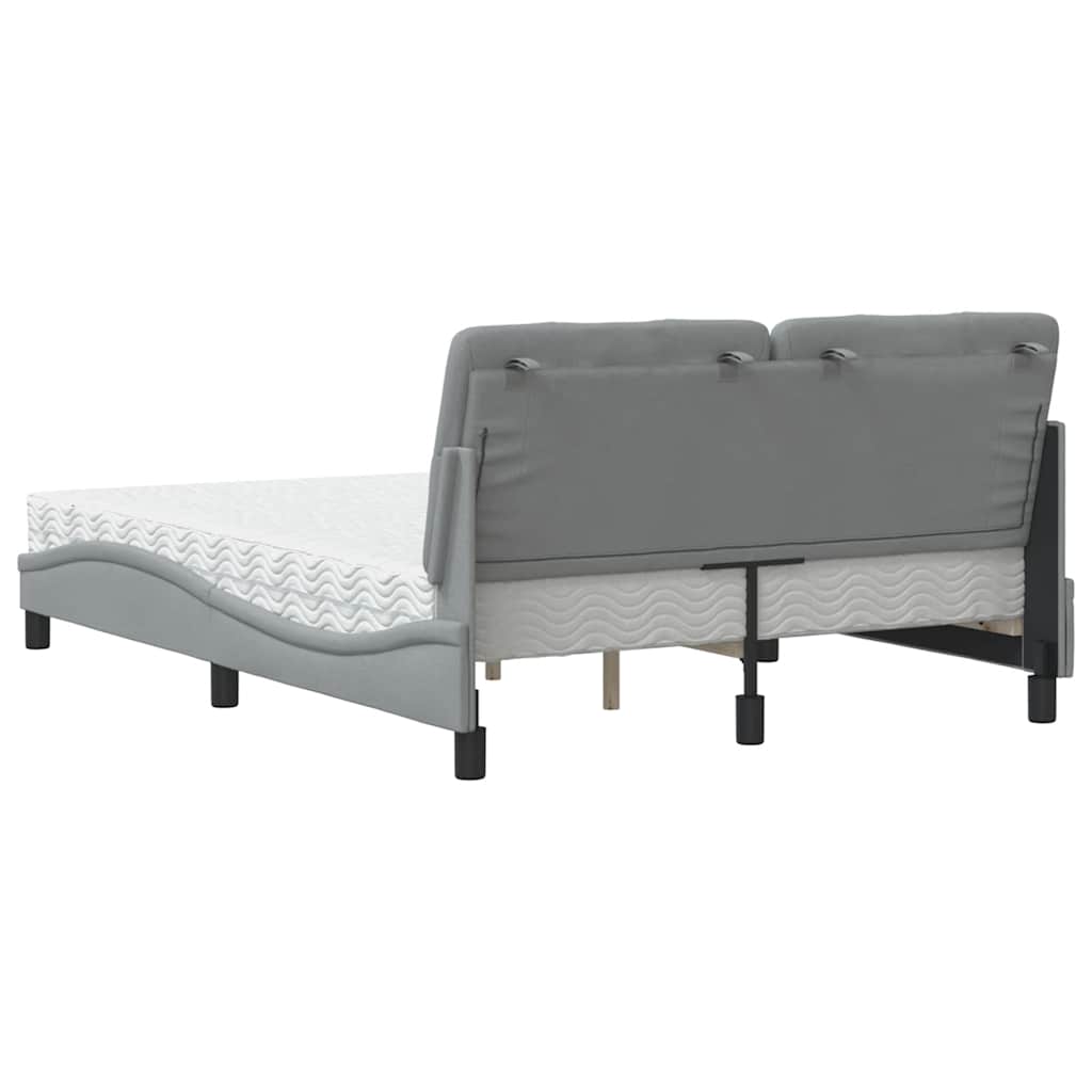 Letto con Materasso Grigio Chiaro 120x200cm Tessuto
