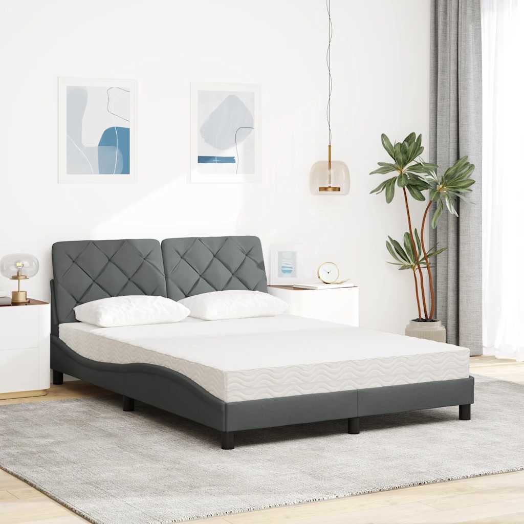 Letto con Materasso Grigio Scuro 120x200 cm Tessuto