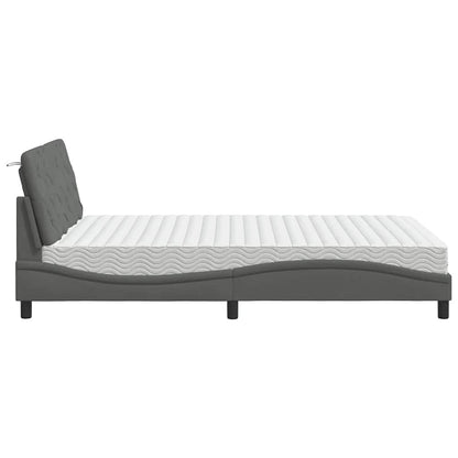 Letto con Materasso Grigio Scuro 120x200 cm Tessuto