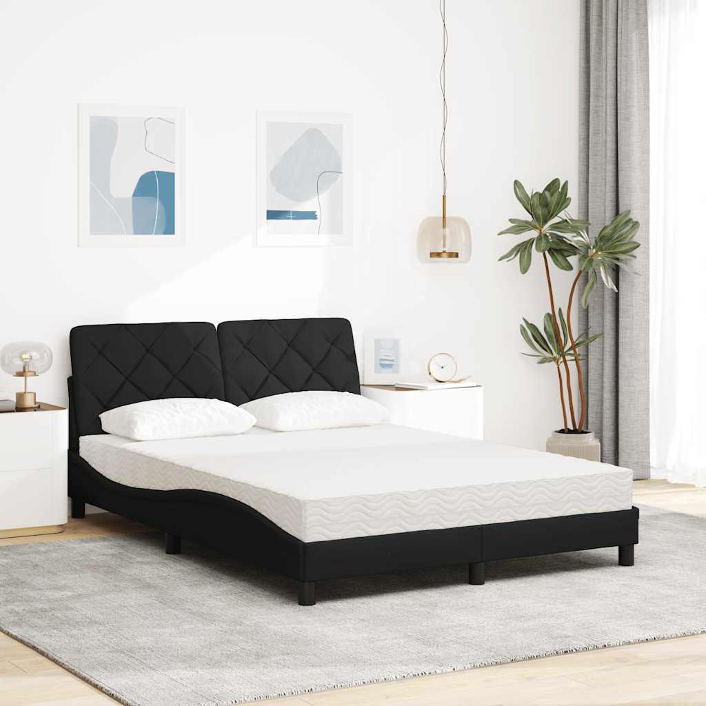 Letto con Materasso Nero 120x200 cm in Tessuto