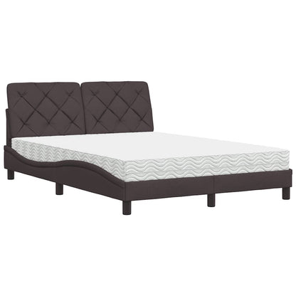 Letto con Materasso Marrone Scuro 120x200cm Tessuto