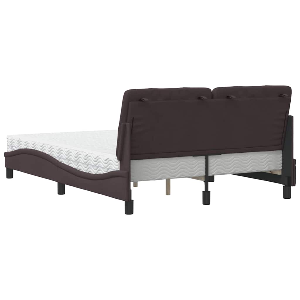 Letto con Materasso Marrone Scuro 120x200cm Tessuto