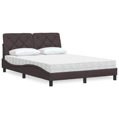 Letto con Materasso Marrone Scuro 120x200cm Tessuto
