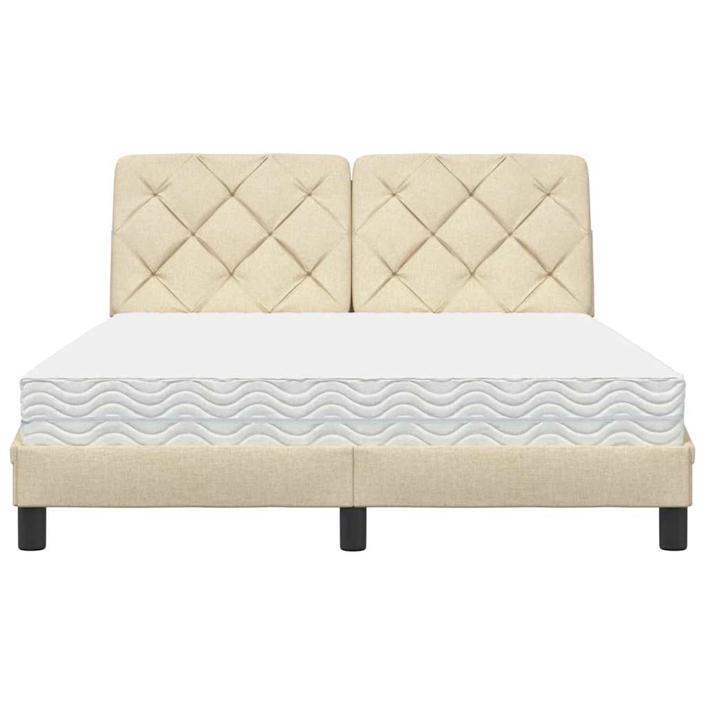 Letto con Materasso Crema 120x200 cm in Tessuto