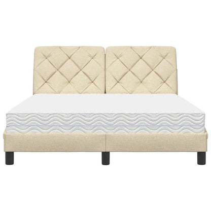 Letto con Materasso Crema 120x200 cm in Tessuto