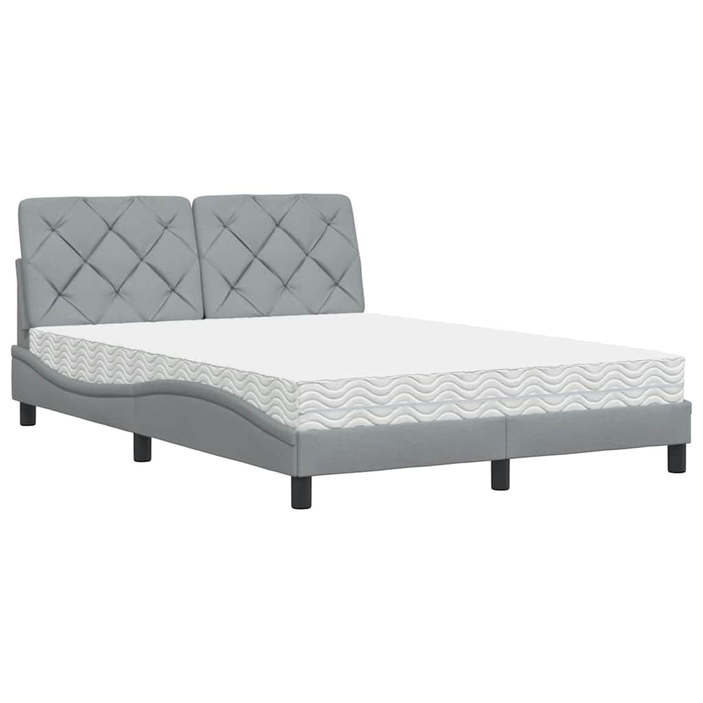 Letto con Materasso Grigio Chiaro 140x190cm Tessuto - homemem39