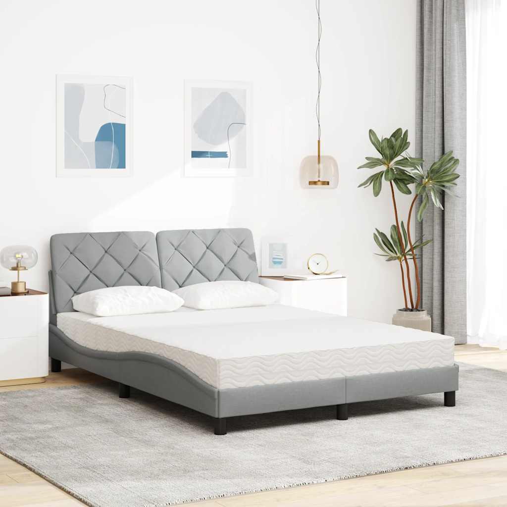 Letto con Materasso Grigio Chiaro 140x190cm Tessuto - homemem39