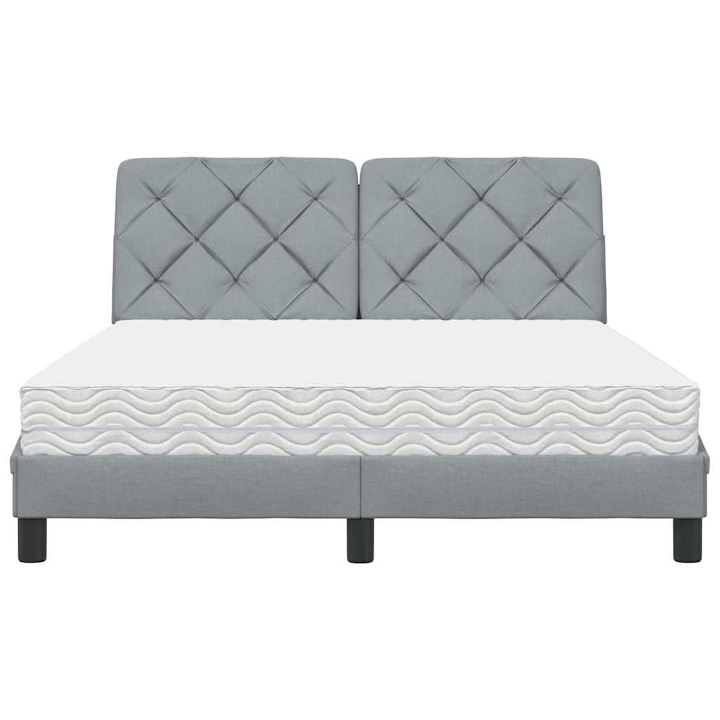 Letto con Materasso Grigio Chiaro 140x190cm Tessuto - homemem39
