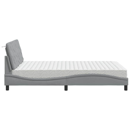 Letto con Materasso Grigio Chiaro 140x190cm Tessuto - homemem39