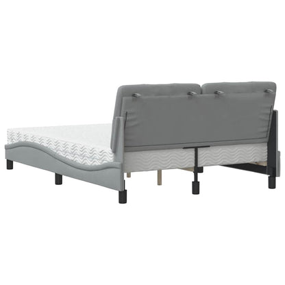 Letto con Materasso Grigio Chiaro 140x190cm Tessuto - homemem39