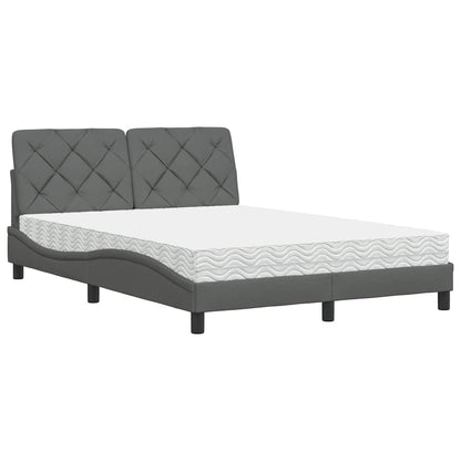 Letto con Materasso Grigio Scuro 140x190 cm Tessuto - homemem39