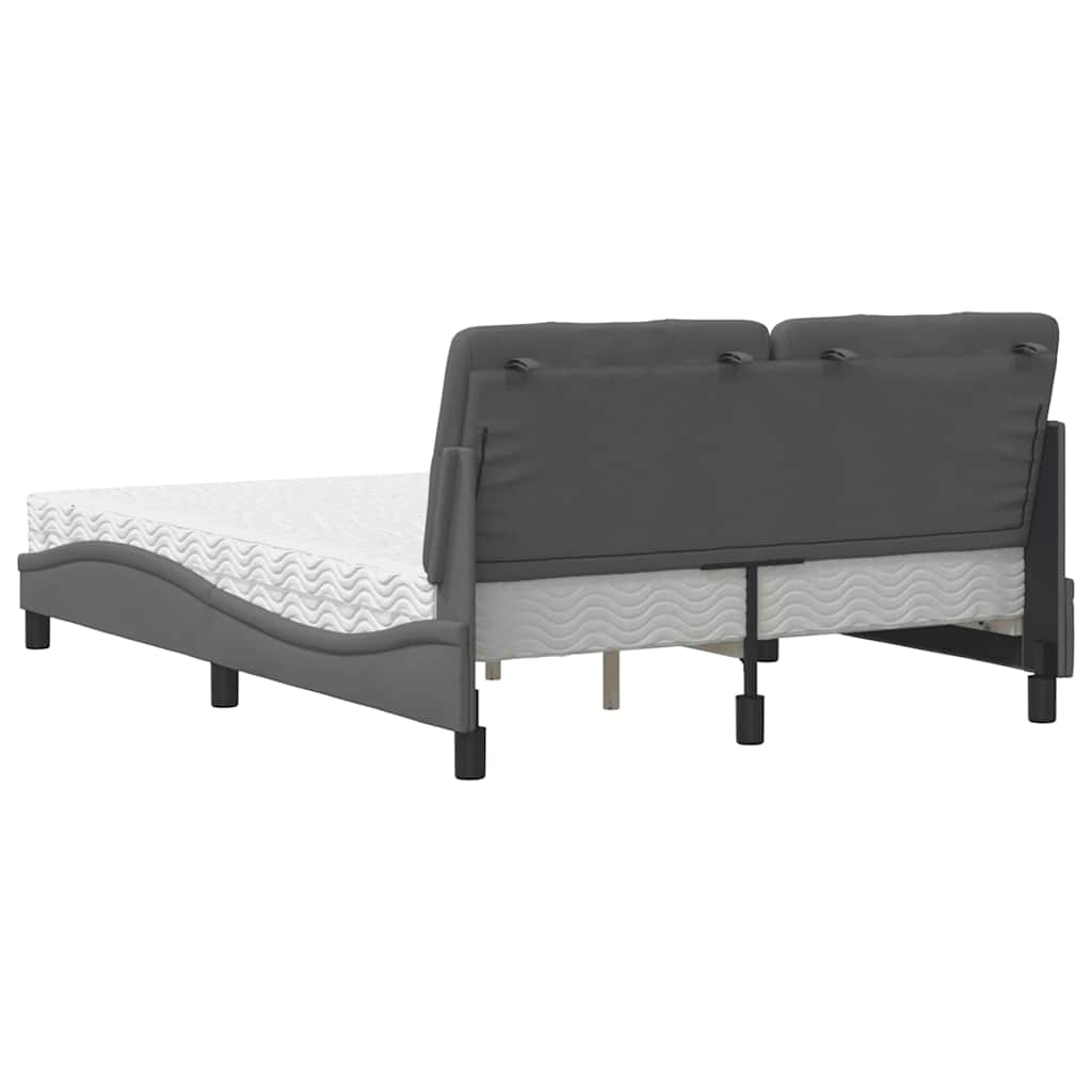 Letto con Materasso Grigio Scuro 140x190 cm Tessuto - homemem39