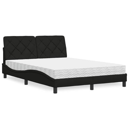 Letto con Materasso Nero 140x190 cm in Tessuto