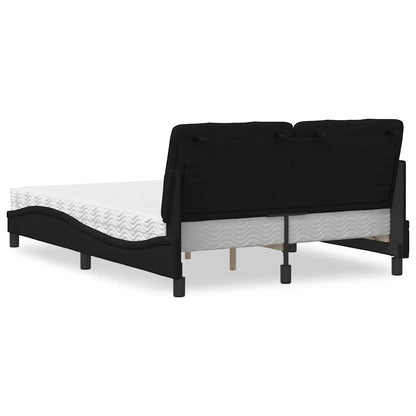 Letto con Materasso Nero 140x190 cm in Tessuto