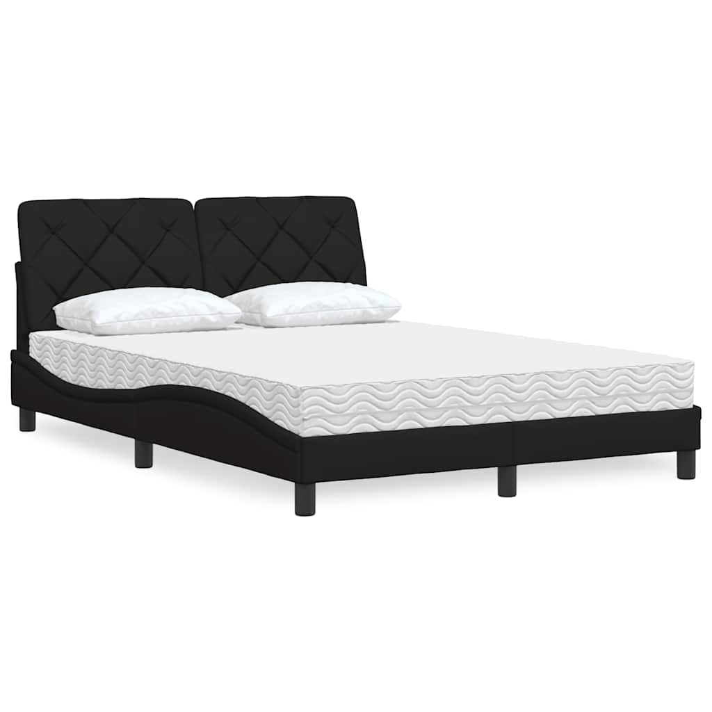 Letto con Materasso Nero 140x190 cm in Tessuto - homemem39