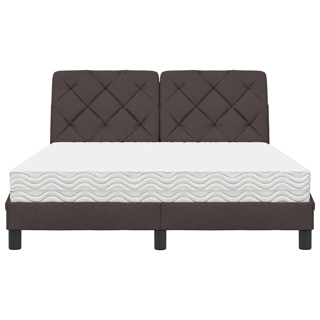Letto con Materasso Marrone Scuro 140x190cm Tessuto