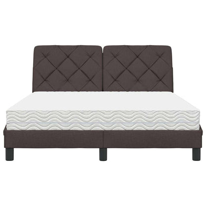 Letto con Materasso Marrone Scuro 140x190cm Tessuto