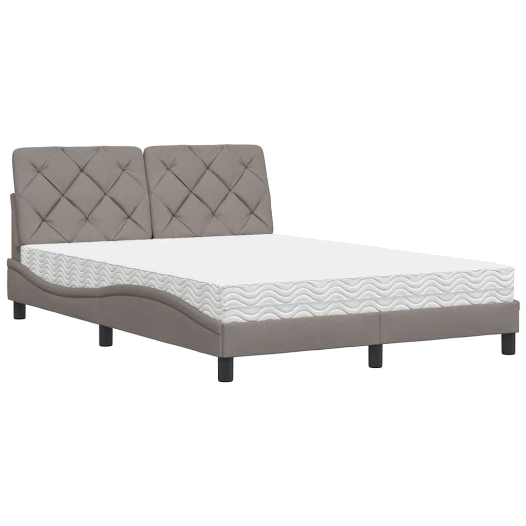 Letto con Materasso Tortora 140x190 cm in Tessuto