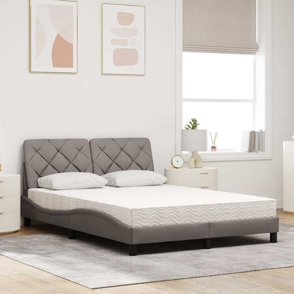 Letto con Materasso Tortora 140x190 cm in Tessuto - homemem39
