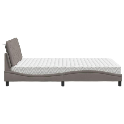 Letto con Materasso Tortora 140x190 cm in Tessuto