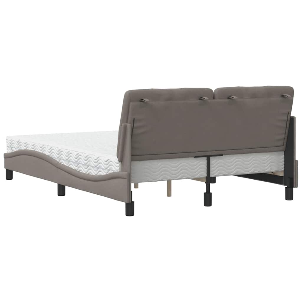 Letto con Materasso Tortora 140x190 cm in Tessuto