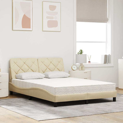 Letto con Materasso Crema 140x19 cm in Tessuto