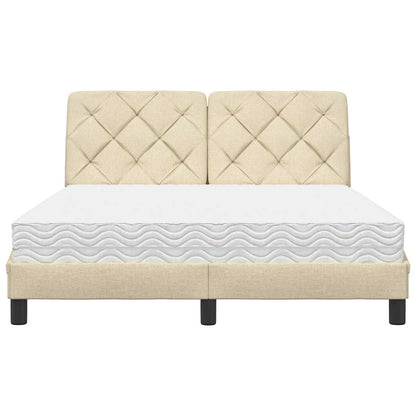 Letto con Materasso Crema 140x19 cm in Tessuto - homemem39