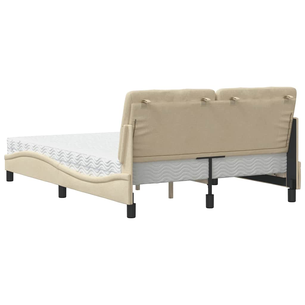 Letto con Materasso Crema 140x19 cm in Tessuto