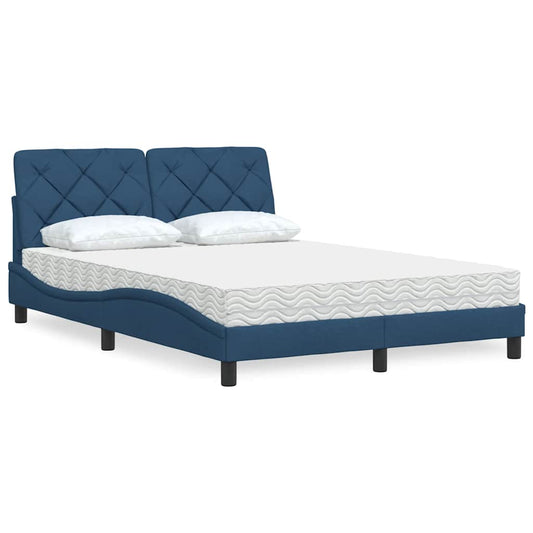 Letto con Materasso Blu 140x190 cm in Tessuto - homemem39