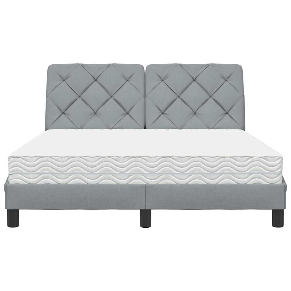 Letto con Materasso Grigio Chiaro 140x200cm Tessuto - homemem39