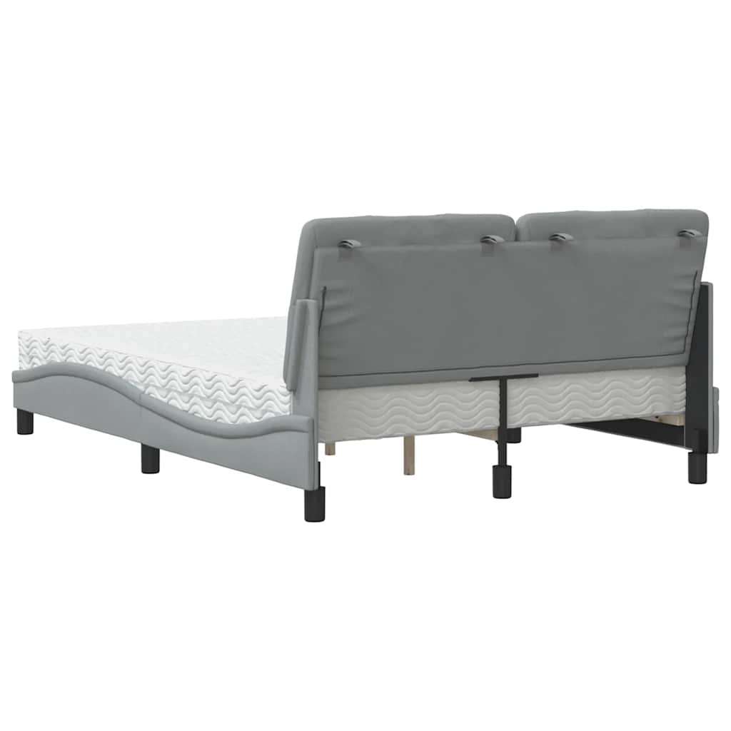 Letto con Materasso Grigio Chiaro 140x200cm Tessuto - homemem39