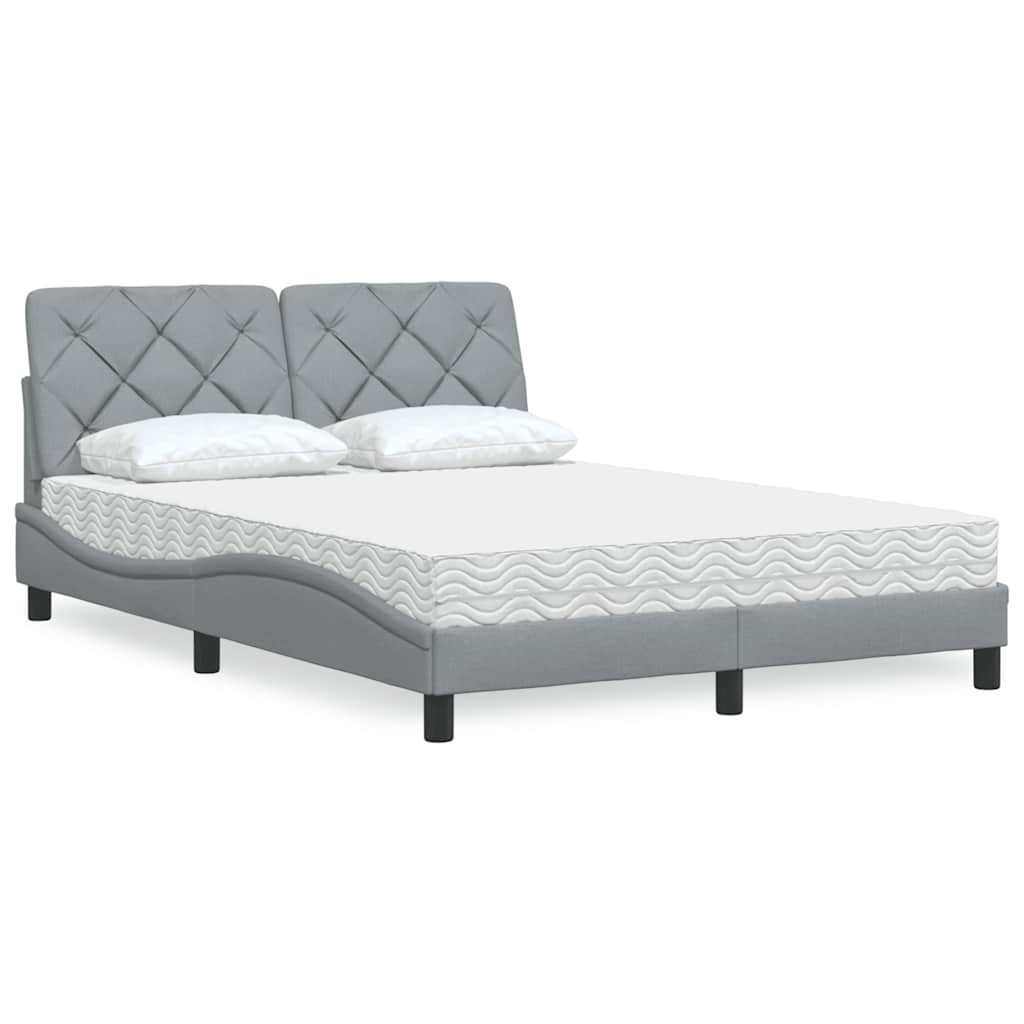 Letto con Materasso Grigio Chiaro 140x200cm Tessuto - homemem39