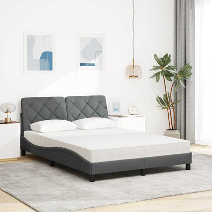 Letto con Materasso Grigio Scuro 140x200cm Tessuto - homemem39