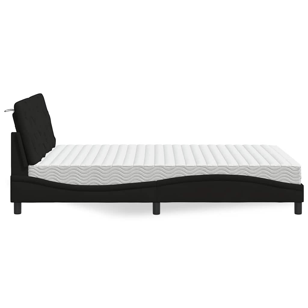 Letto con Materasso Nero 140x200 cm in Tessuto - homemem39