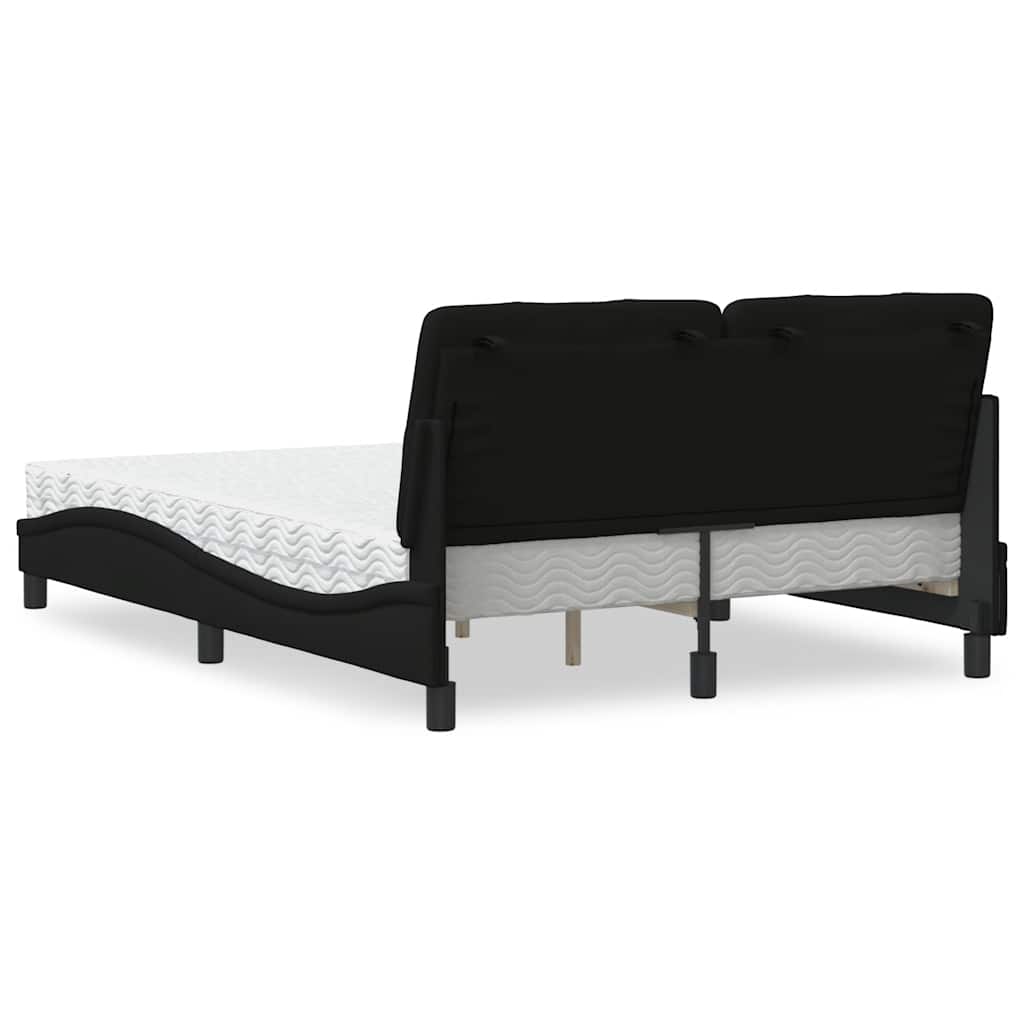 Letto con Materasso Nero 140x200 cm in Tessuto - homemem39