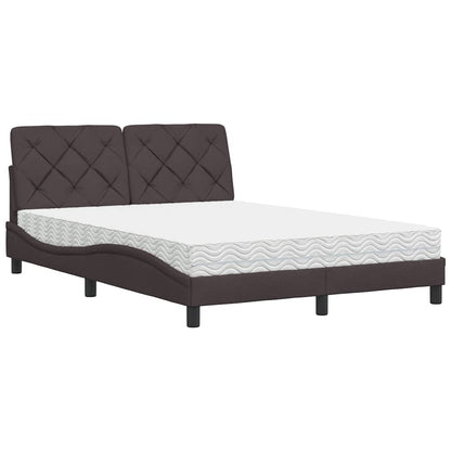 Letto con Materasso Marrone Scuro 140x200cm Tessuto